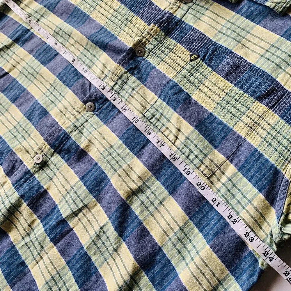 The North Face Button Up Hiking Shirt Mens‎ Size XL Blue Yellow Plaid